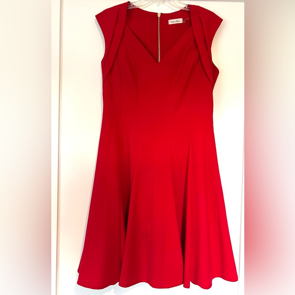 Calvin Klein Red Fit and Flare dress. Size 10